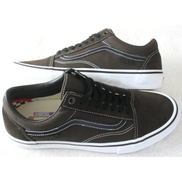 Vans Men's Skate Old Skool Chocolate Brown White Canvas Suede shoes Size 10 NIB - Picture 2 of 5